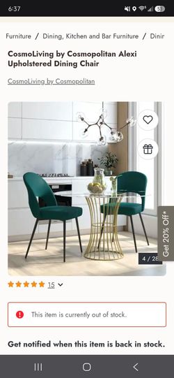 BRAND NEW In Box - CosmoLiving Velvet Dining / Desk Chair (Green & Black)