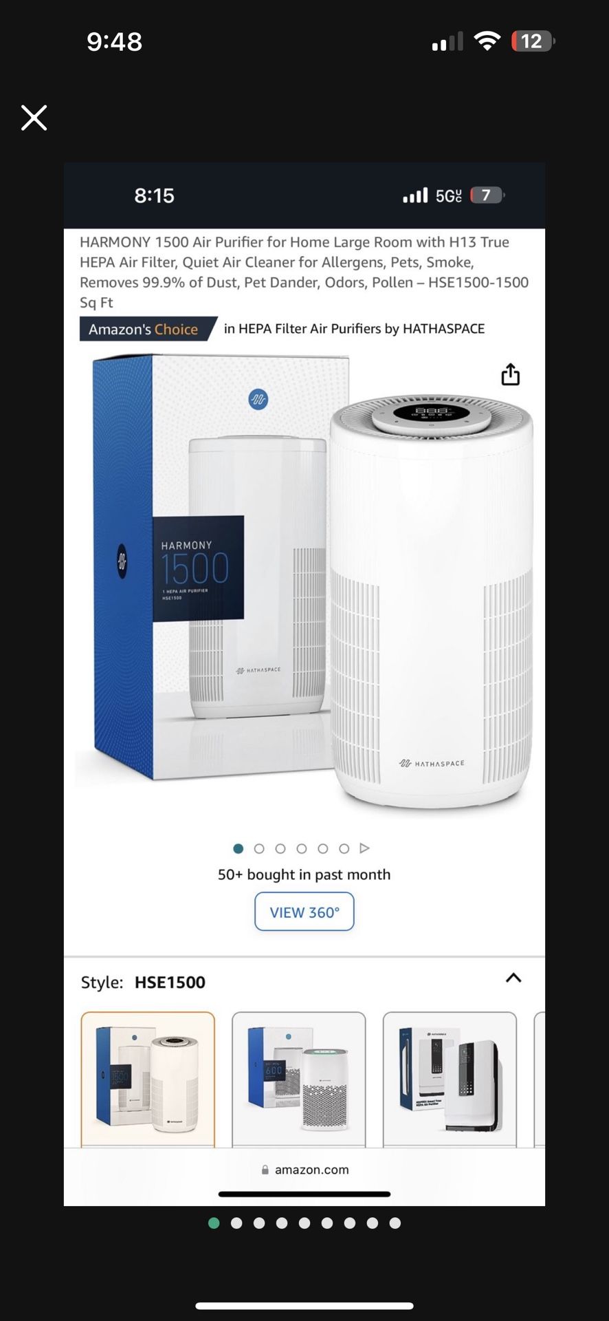 Hathaspace Harmony 1500 Air Purifier With H13 True Hepa Air Filter New In Box.