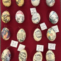 Elegant Vintage Mother Goose & Associates Christmas Ornaments. Made from a goose egg.