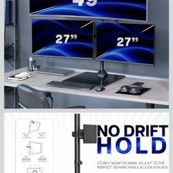 TRIPLE monitor Stand Xtra TALL  BUILT VIvo Up To 49 Monitor