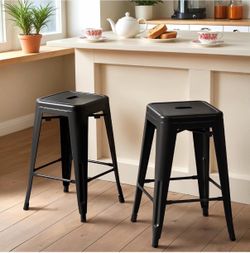Black Metal Bar Stools Set of 4