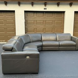 🛋️ Sofa/Couch Sectional - Gray - Leather - Chateau d’ax - Delivery Available 🚛