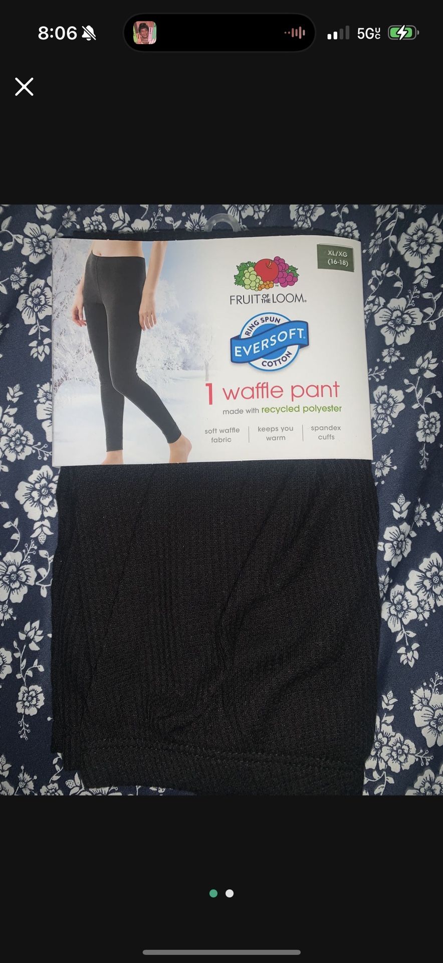 🎁 NWT WOMENS XL WAFFLE PANTS BLACK LEGGINGS SLEEP WARM WINTER 