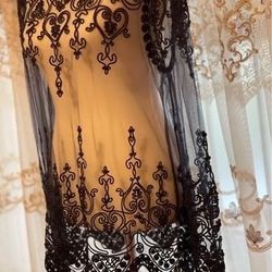 simply Couture Long Sleeve Sheer Soutache Lace Top Woman’s