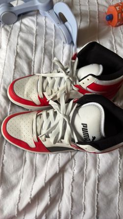 Puma High-Top Sneakers White Red Black
