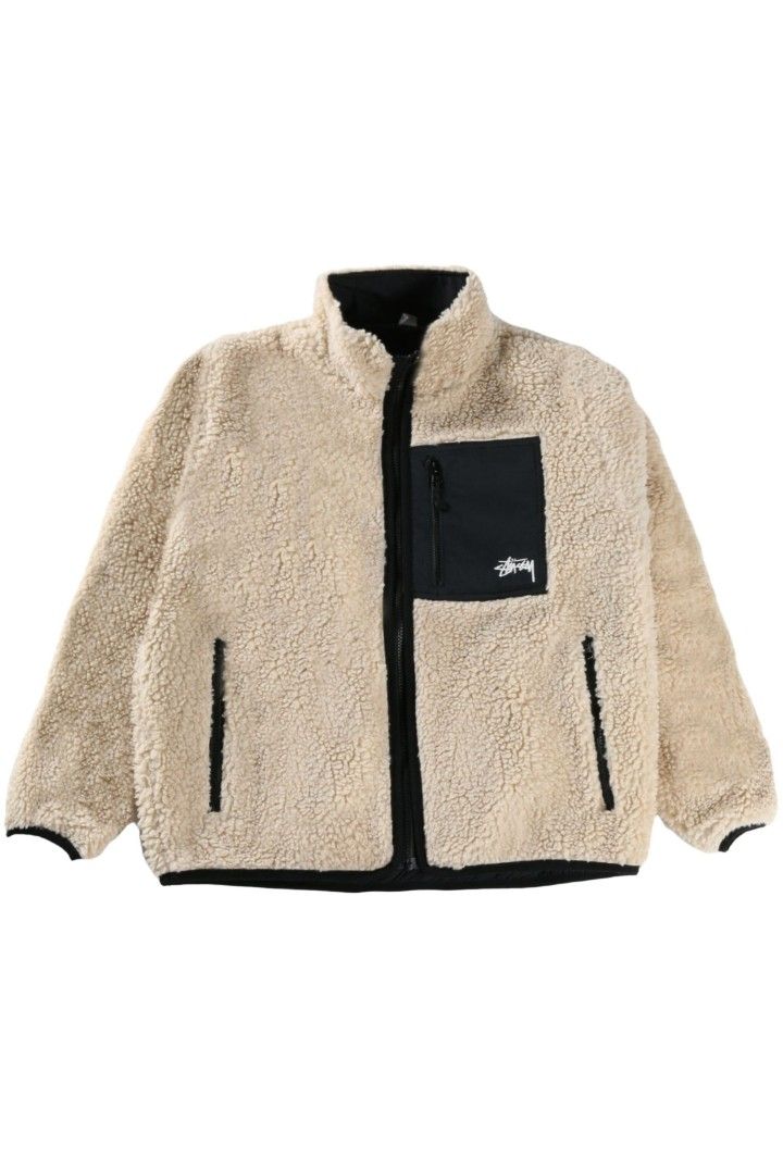 Stussy Sherpa Reversible Jacket - Beige - XL