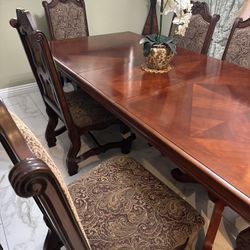 Elegant Solid Wood Dining Set + Ornate King Bed Frame – Priced to Sell!