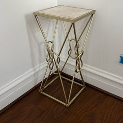 23 Inches Tall Metal and Stone Tile Plant Stand, Lightweight 