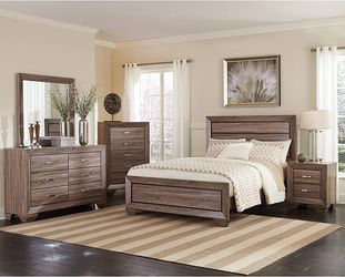 Queen size Oak 4-piece bedroom collection W/cool gel pillow