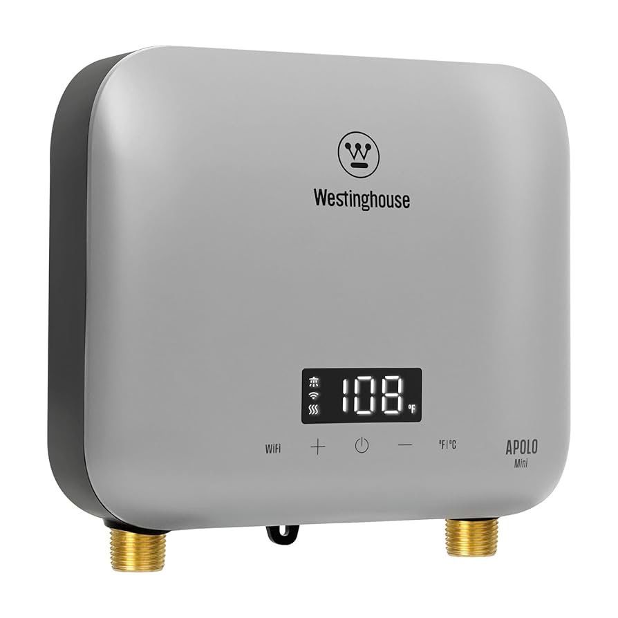 Apolo Mini 3.5kW Tankless Water Heater Electric, 120V Instant Hot Water, Smart WiFi Control, Compatible with Alexa & Google Home, Gray