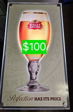 Awesome light up , Mancave, Antique,Beer Cave, Event, Bar Stella Artois Light Up Beer Sign with StandMancave, Beer Cave, Event, Bar Stella Artois Ligh