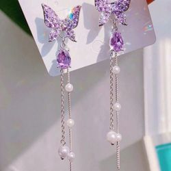 Purple Butterfly Earrings 