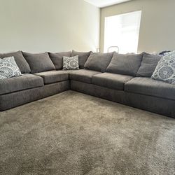 Brownish Grey L Shaped Sectional W/ Pillows 