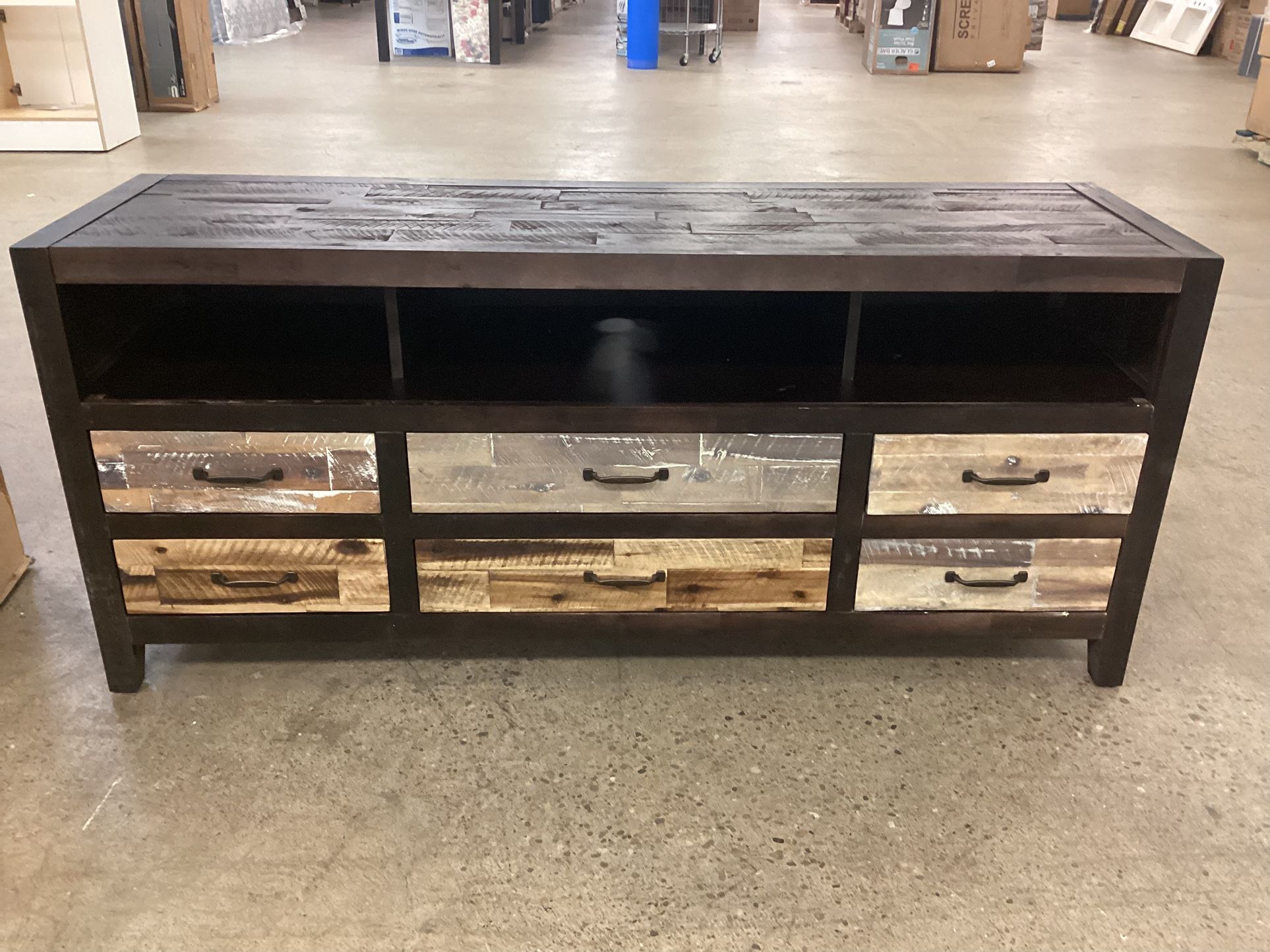 Tv Stand For Up To 65” Television With Storage Storage Shelves And 6 Drawers 