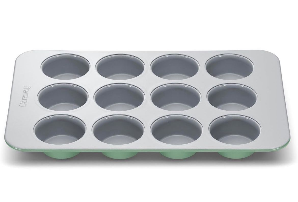 Caraway Non-Stick Ceramic 12-Cup Muffin Pan - Naturally Slick Ceramic Coating - Non-Toxic PTFE & PFOA Free - Perfect for Cupcakes, Muffins, and More -