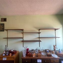 Mid Century Modern Wall Unit / Shelves 6 Shelves