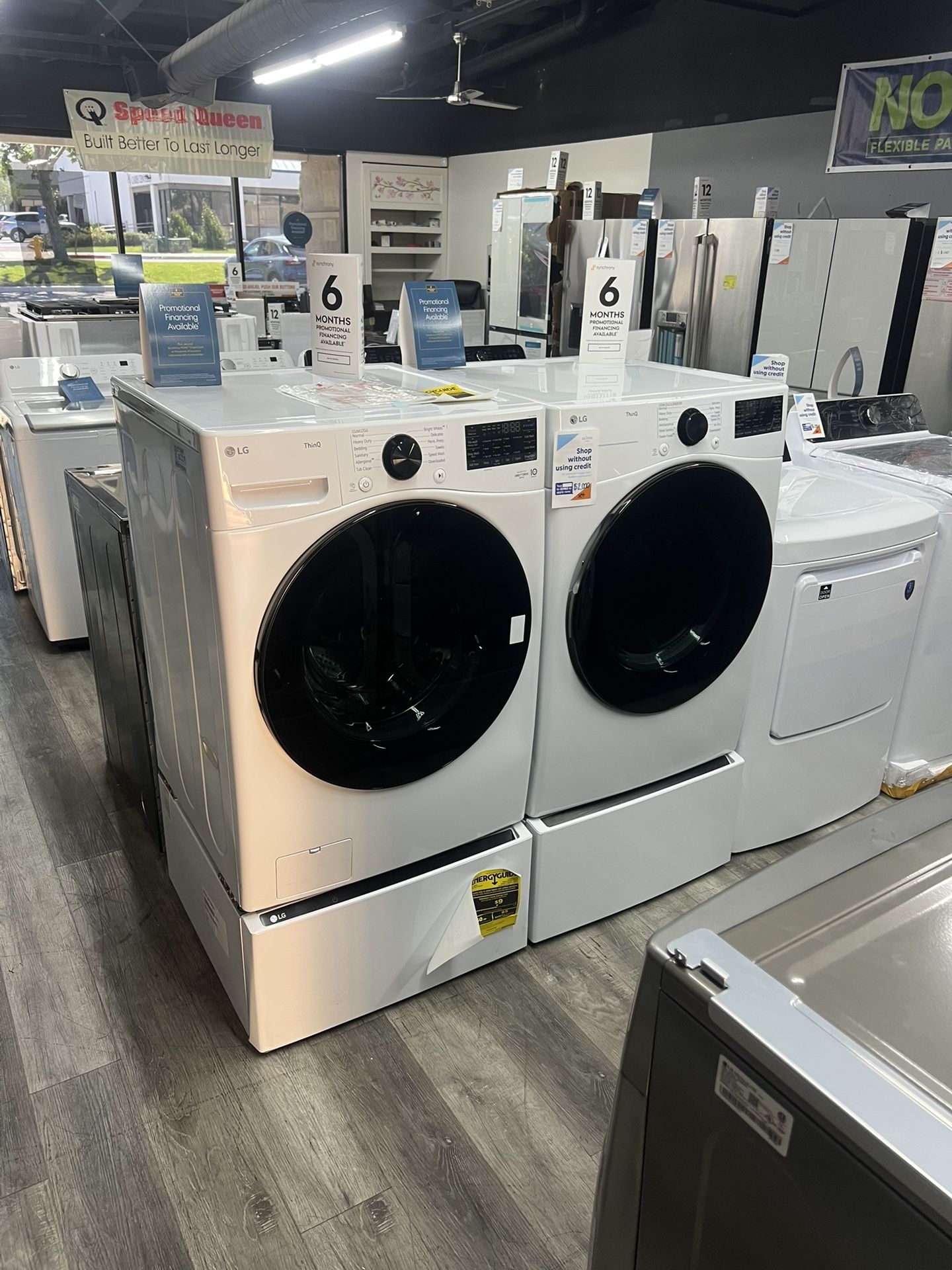 LG 4.5 Cu. Ft. Stackable Smart Front Load Washer with Pedestal Washing Machine & 7.4 Cu Ft Smart Gas Dryer Set In White,All Products : American Fashion Style Bags On Sale