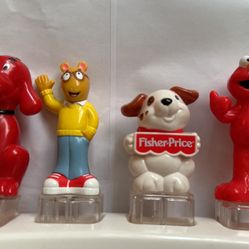 4 Pc Replacements Fisher Price Little People BROWN WHITE PUPPY DOG BLOCK Doggie HOUSE FARM Rare & More