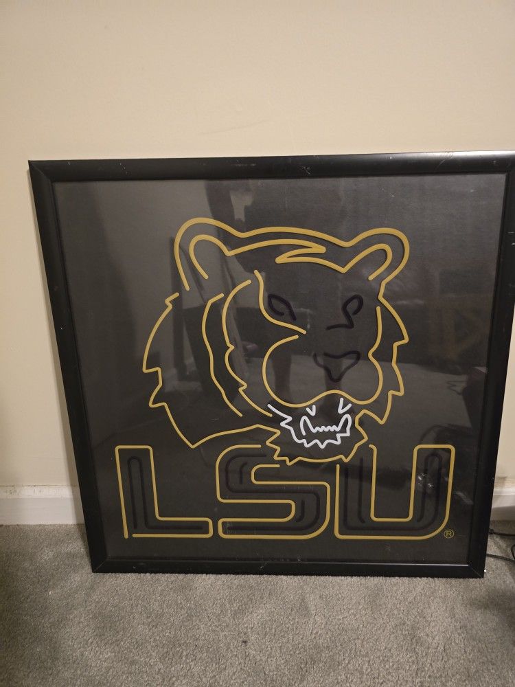 LSU frame Glass approx 2 feet square.