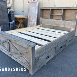 New Queen Size Bed Frame With Storage Drawers 