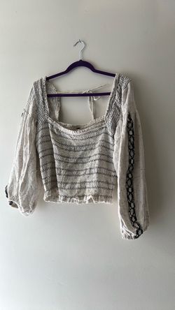 Boho Smocked Crop Top with Balloon Sleeves