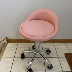 Pink Rolling Chair stool 
