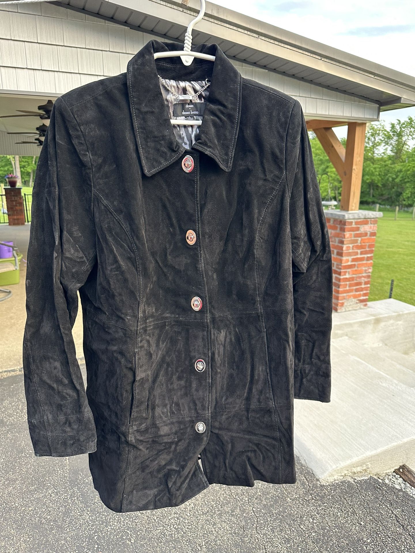 Dennis by Dennis Basso Genuine Suede Leather Women’s Jacket (Black) Size Large