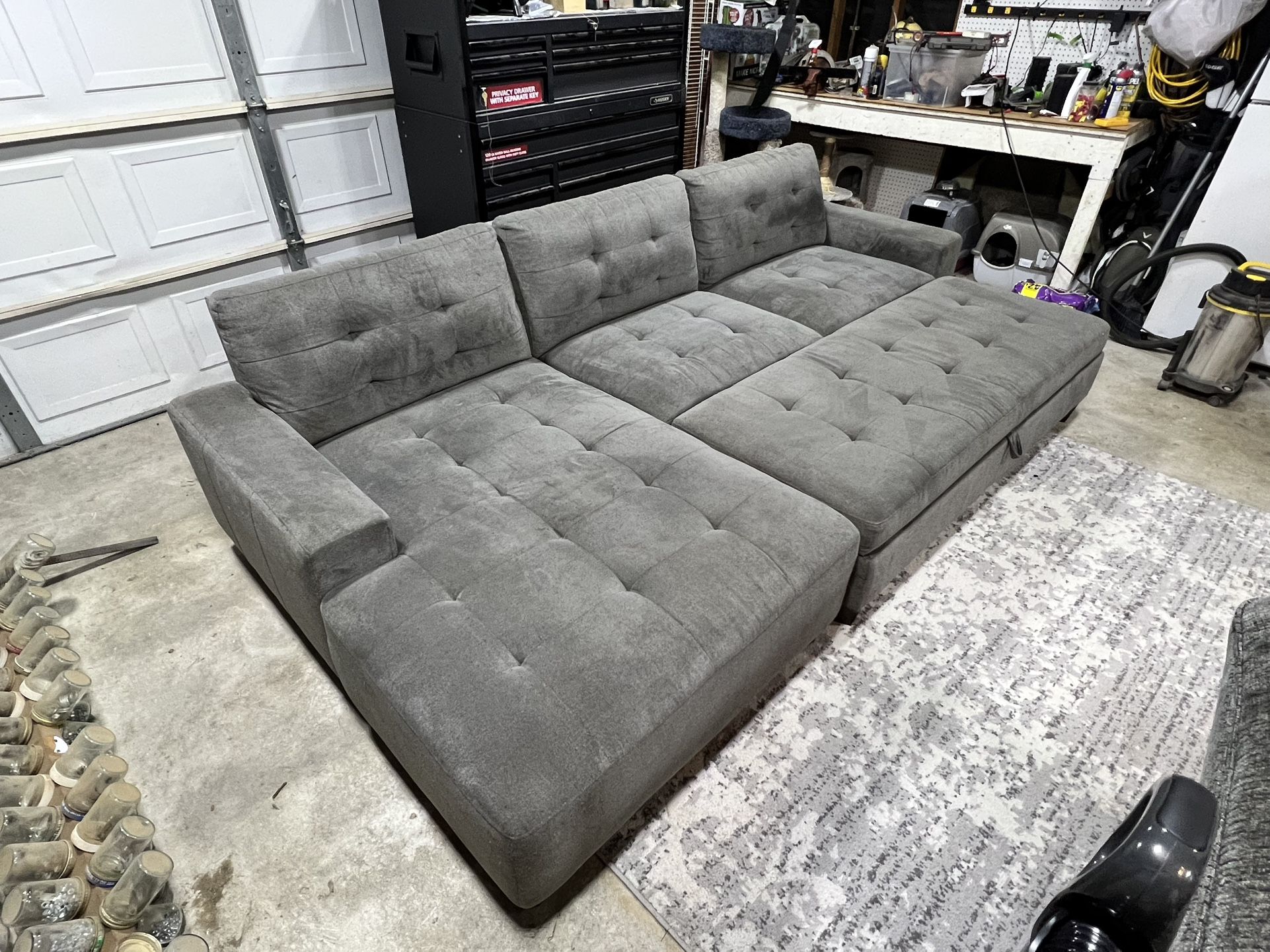 Grey Couch  & Ottoman with Left Chase 
