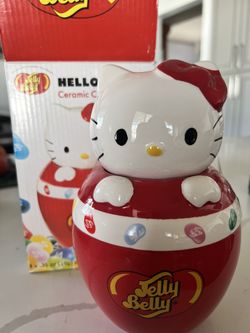 Hello Kitty Jelly Belly Ceramic Candy Jar– Sanrio 2010 – New in Box – 7.5" Tall