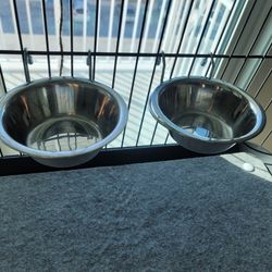 Two 8oz Stainless-Steel Hanging Dog or Cat Bowls