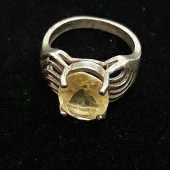 Vintage Sterling Silver Ring 925 With Citrine Stone