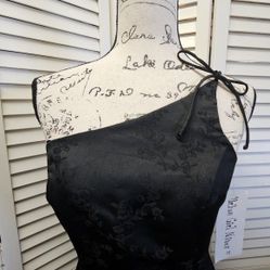 NEW black one shoulder dress with floral pattern with zipper back and tulle under skirt. Gorgeous dress!!