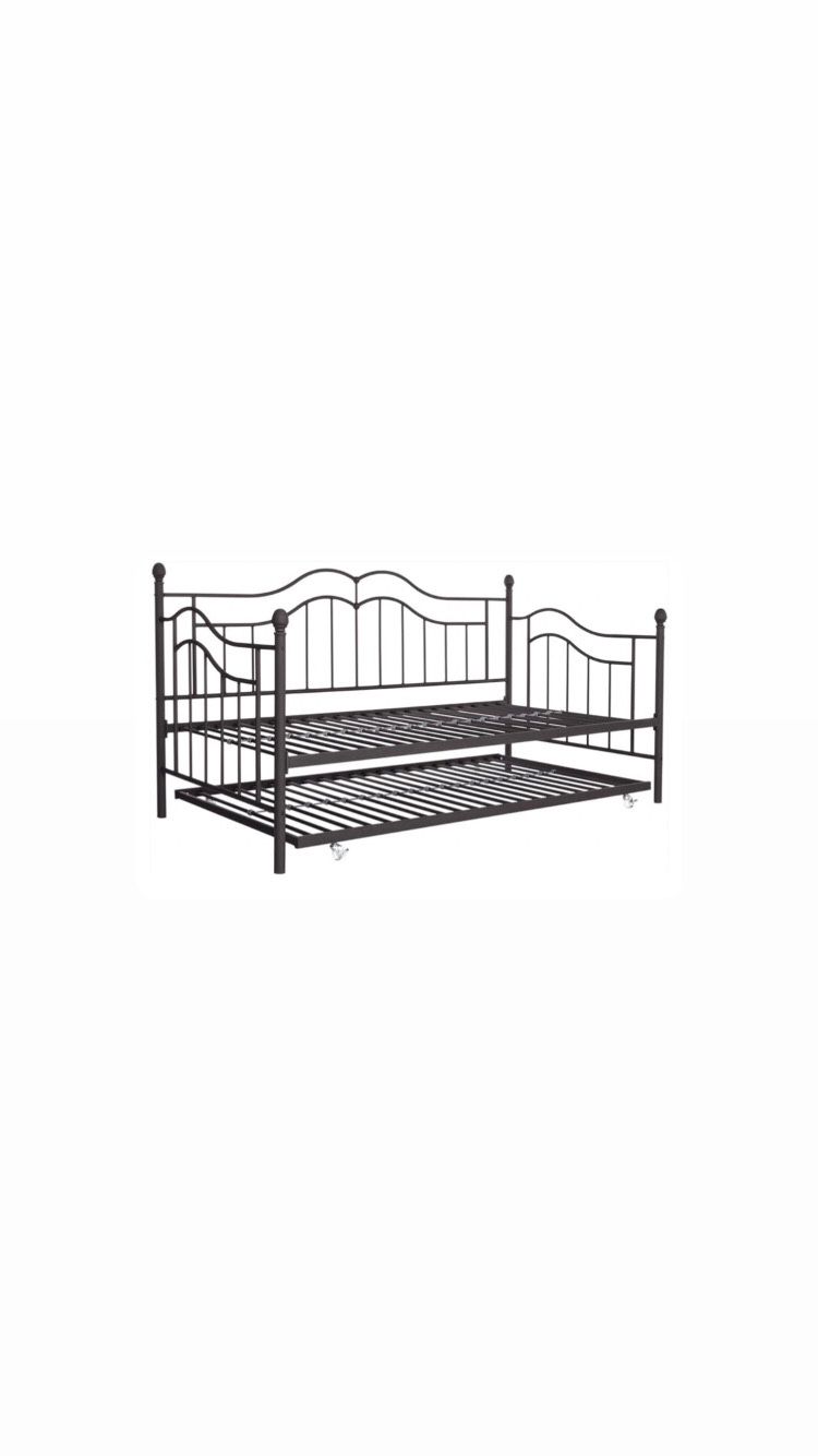 Daybed and Trundle with Metal Frame And Double Twin Size