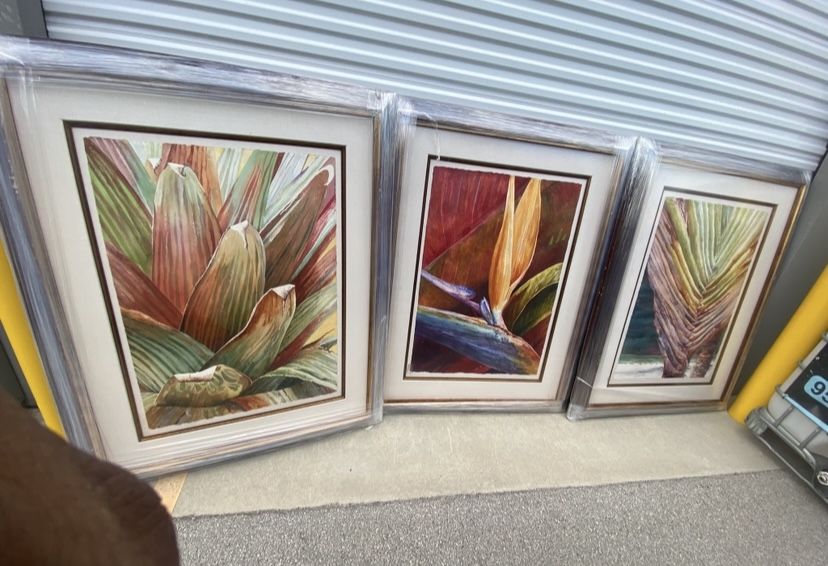 Carmen Lagos Watercolor Paintings Original Signed 2005-2006 $1000 each . Estimated Value $5000 Each Excellent Condition Approximately 5ft tall and ap