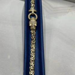 Beautiful 10k Panther Ankle Stone Bracelet 15.5 Grams 