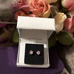 Pretty !!! In Pink Sapphire Stone Sterling Silver Earrings 