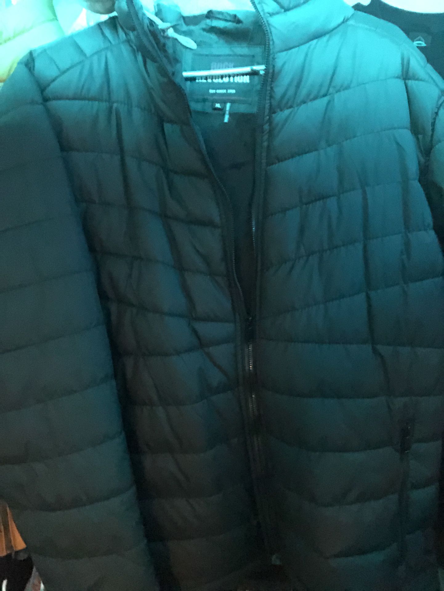 Puff Jacket With Hoodie Black XL