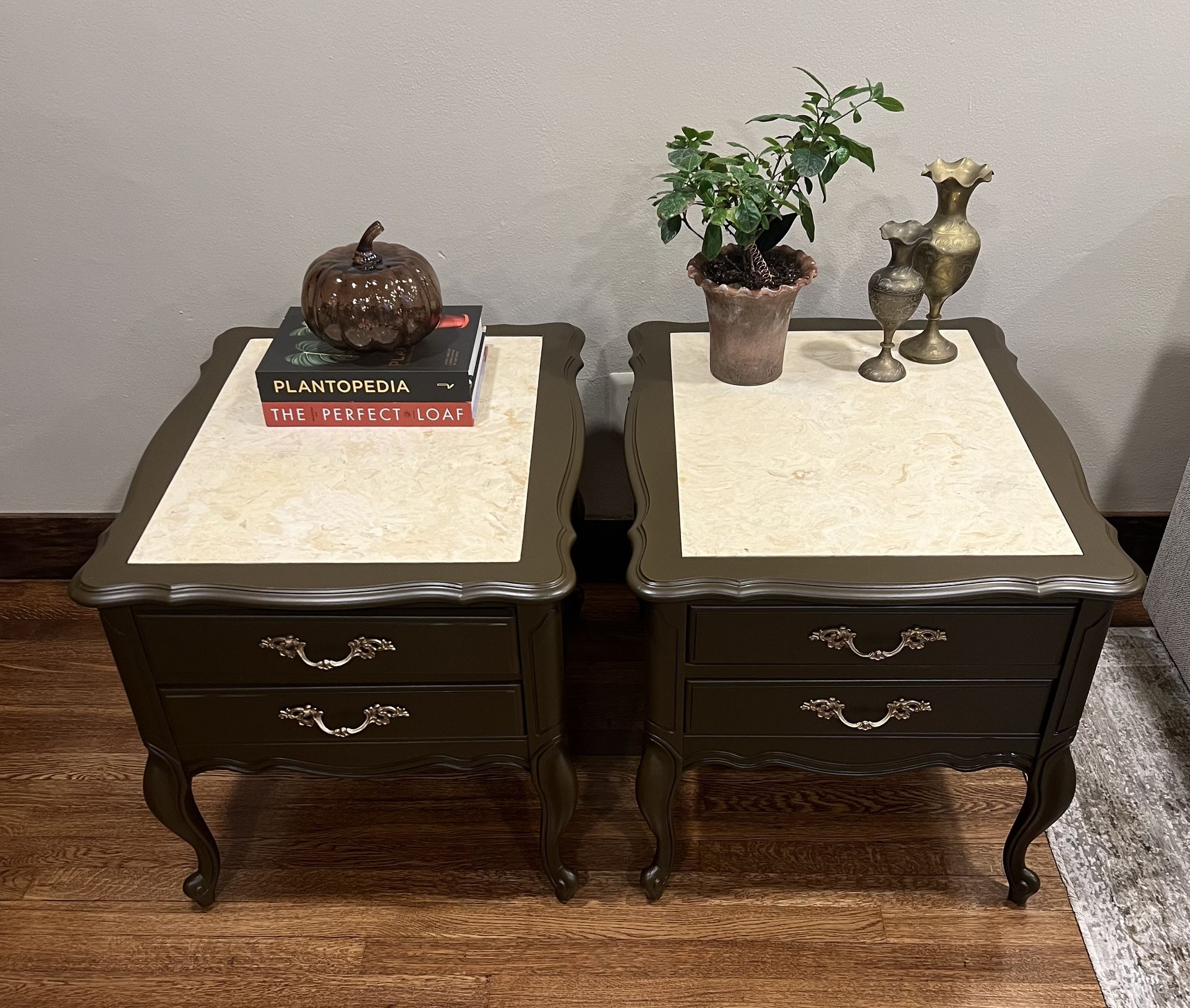 Marble Inlay Nightstands (x2)