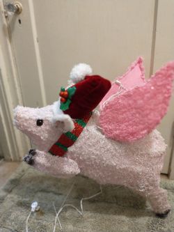 FLYING PIG!!! OUTDOOR Lighted CHRISTMAS DECOR