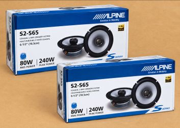 Alpine S  Series Car Speakers 2-Sets 6 1/2" 2-Way Coaxial Speaker System 480 Watts S2-S65 Package 🚨 Payment Options Available 🚨