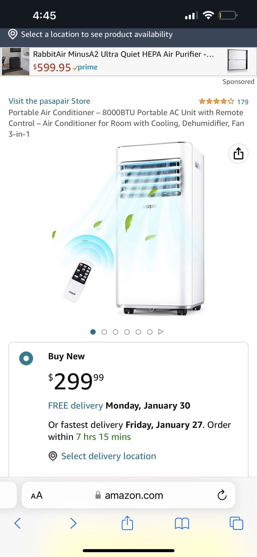NEW 8,000 BTU AC/DEHUMIDIFIER W/REMOTE
