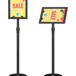 Relx Sign Holder Stand 8.5x11 inch - Adjustable Floor Standing Sign Holder - Signage Stand with Snap-Open Frame Display for Malls,Schools,Restaurants