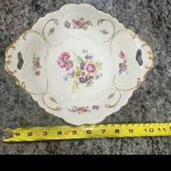 Early Vintage Johann Seltmann Vohenstrauss Bavaria Germany Floral Gold Trim Bowl