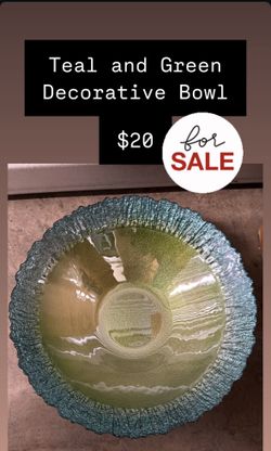 Teal And Green Decorative Glass Bowl