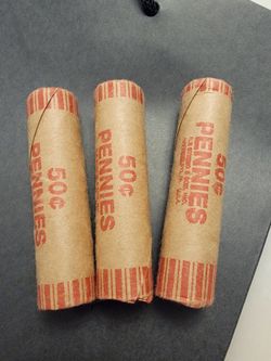Wheat pennies roll.