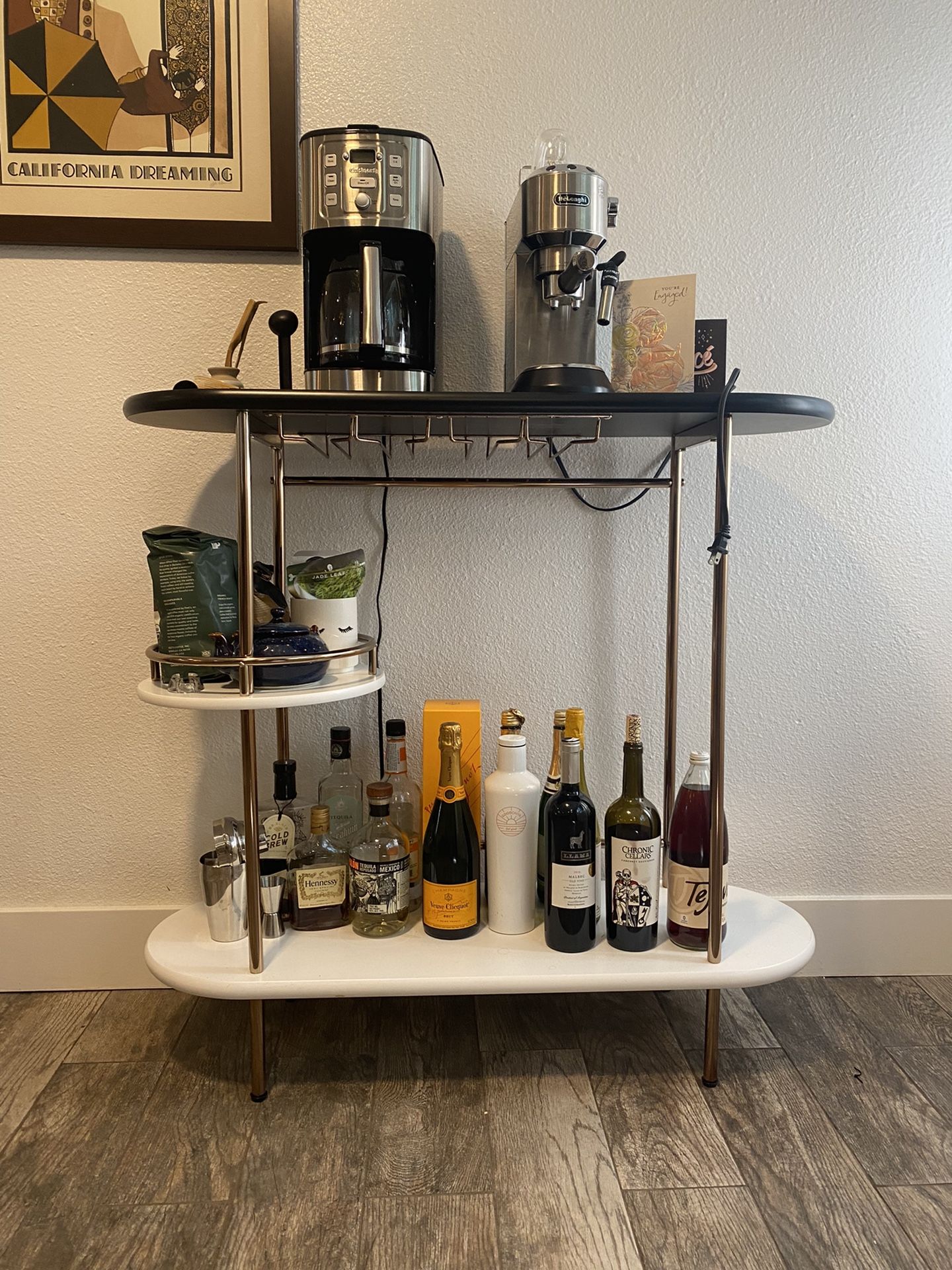 Great Condition! Carson Carrington Ringkobing Bar Table Wine Rack - MCM Glam - Only Used For 1 Month!