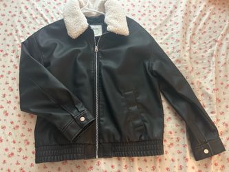 Hollister Sherpa Collar Faux Leather Bomber Jacket
