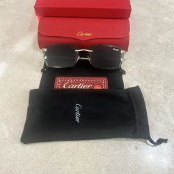 Cartier rimless sunglasses Big C Diamond Cut Black Lens - NEW & SEALED
