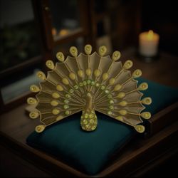 Large Peacock Brooch Pin Pendant - One Of A Kind