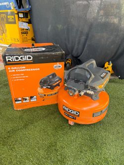 RIDGID
6 Gal. 150 PSI Portable Electric Oil-Free Jobsite Pancake Air Compressor with Dual Pressure Gauges and 2-Quick Couplers